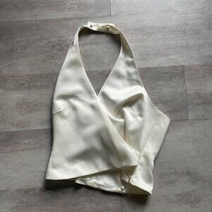Ann Taylor White Silk Halter Top